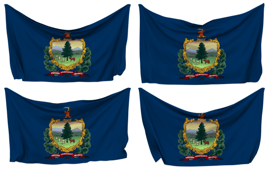 State of Vermont Pinned Flag from Corners, Isolated with Different Waving Variations, 3D Rendering png