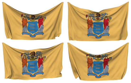 State of New Jersey Pinned Flag from Corners, Isolated with Different Waving Variations, 3D Rendering png