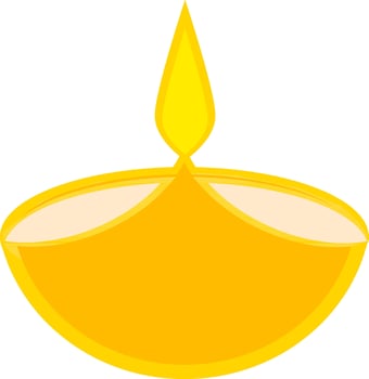 Flat illustration of yellow oil lamp Diya. vector