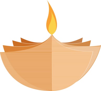 Paper cut out design of oil lamp Diya. vector
