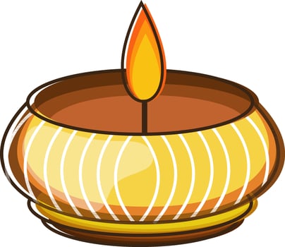 Illustration of illuminated oil lamp Diya. vector