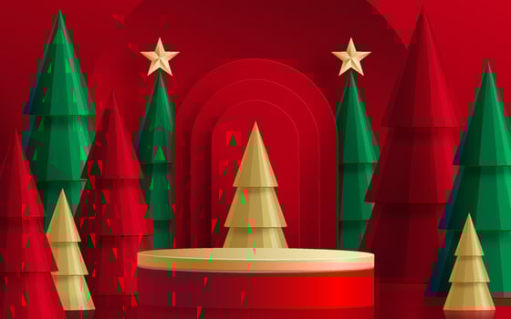 3d Podium round stage style, for Merry Christmas and happy new year vector