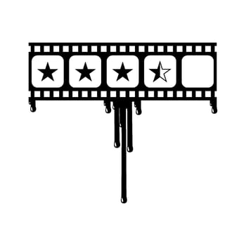 Star Rate Sign in the Bloody Filmstrip  Silhouette. Rating Icon Symbol for Film or Movie Review with Genre Horror, Thriller, Gore, Sadistic, Splatter, Slasher, Mystery, Scary. Rating 3,5 Star. Vector