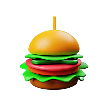 3d illustration of burger icon png
