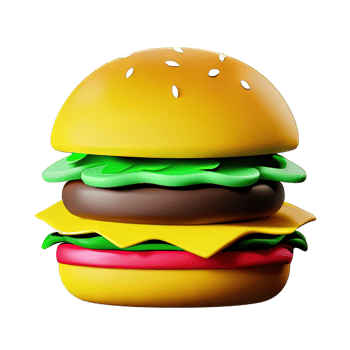 3d illustration of burger icon png