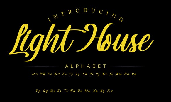 Lettering signature font isolated on grey background. brus style alphabet. Vector logo letters.