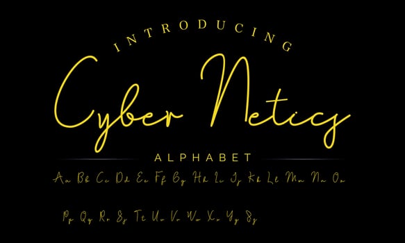 Lettering signature font isolated on grey background. brus style alphabet. Vector logo letters.