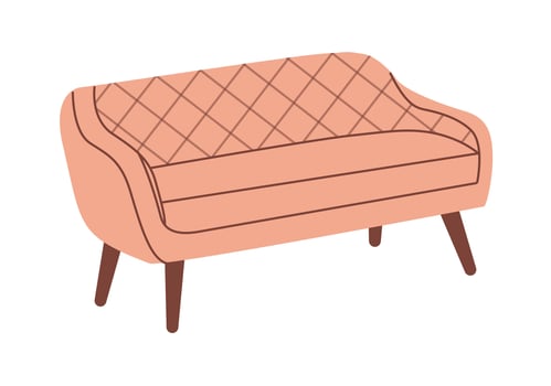 Sofa in trendy, modern style. Living room and patio furniture. Flat vector illustration.