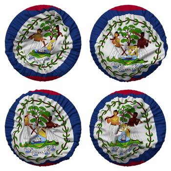 Belize Flag in Round Shape Isolated with Four Different Waving Style, Bump Texture, 3D Rendering png