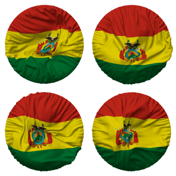 Bolivia Flag in Round Shape Isolated with Four Different Waving Style, Bump Texture, 3D Rendering png