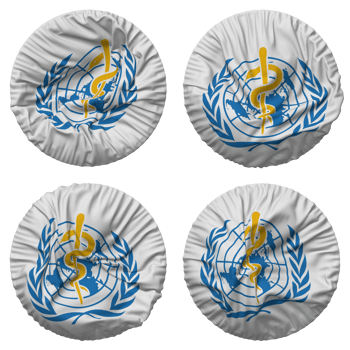 World Health Organization, WHO Flag in Round Shape Isolated with Four Different Waving Style, Bump Texture, 3D Rendering png