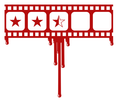 Star Rate Sign in the Bloody Filmstrip  Silhouette. Rating Icon Symbol for Film or Movie Review with Genre Horror, Thriller, Gore, Sadistic, Splatter, Slasher, Mystery, Scary. Rating 2,5 Star. PNG