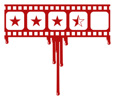 Star Rate Sign in the Bloody Filmstrip  Silhouette. Rating Icon Symbol for Film or Movie Review with Genre Horror, Thriller, Gore, Sadistic, Splatter, Slasher, Mystery, Scary. Rating 3,5 Star. PNG