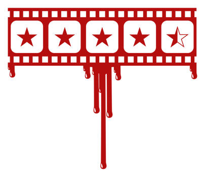 Star Rate Sign in the Bloody Filmstrip  Silhouette. Rating Icon Symbol for Film or Movie Review with Genre Horror, Thriller, Gore, Sadistic, Splatter, Slasher, Mystery, Scary. Rating 4,5 Star. PNG