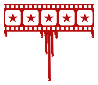 Star Rate Sign in the Bloody Filmstrip  Silhouette. Rating Icon Symbol for Film or Movie Review with Genre Horror, Thriller, Gore, Sadistic, Splatter, Slasher, Mystery, Scary. Rating 5 Star. PNG