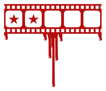 Star Rate Sign in the Bloody Filmstrip  Silhouette. Rating Icon Symbol for Film or Movie Review with Genre Horror, Thriller, Gore, Sadistic, Splatter, Slasher, Mystery, Scary. Rating 2 Star. PNG