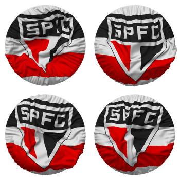Sao Paulo Futebol Clube, Sao Paulo Football Club Flag in Round Shape Isolated with Four Different Waving Style, Bump Texture, 3D Rendering png