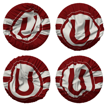 Club Universitario de Deportes Flag in Round Shape Isolated with Four Different Waving Style, Bump Texture, 3D Rendering png