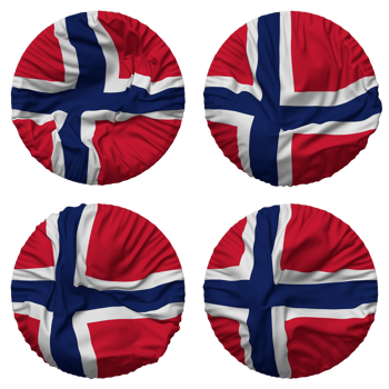 Norway Flag in Round Shape Isolated with Four Different Waving Style, Bump Texture, 3D Rendering png