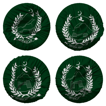 Government of Khyber Pakhtunkhwa, KPK Flag in Round Shape Isolated with Four Different Waving Style, Bump Texture, 3D Rendering png