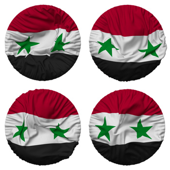 Syria Flag in Round Shape Isolated with Four Different Waving Style, Bump Texture, 3D Rendering png