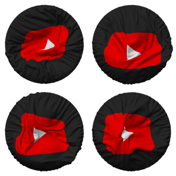 YouTube Flag in Round Shape Isolated with Four Different Waving Style, Bump Texture, 3D Rendering png