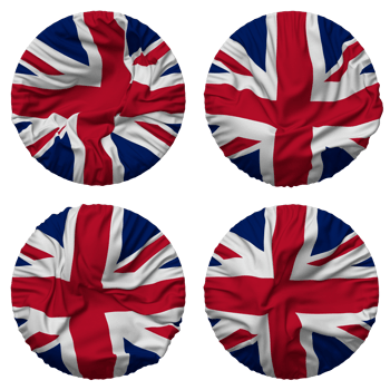 United Kingdom Flag in Round Shape Isolated with Four Different Waving Style, Bump Texture, 3D Rendering png