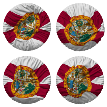 State of Florida Flag in Round Shape Isolated with Four Different Waving Style, Bump Texture, 3D Rendering png