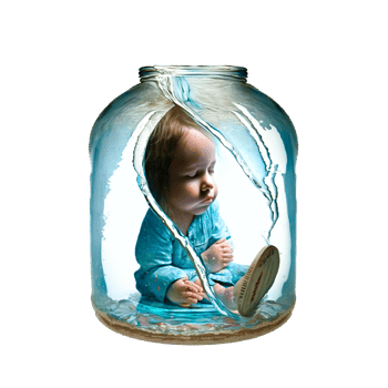 cute baby in glass jar png