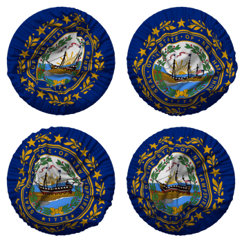 State of New Hampshire Flag in Round Shape Isolated with Four Different Waving Style, Bump Texture, 3D Rendering png