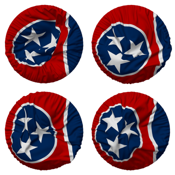 State of Tennessee Flag in Round Shape Isolated with Four Different Waving Style, Bump Texture, 3D Rendering png