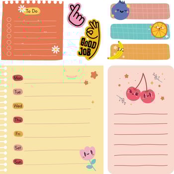flat design vector cute colorful school label sticker