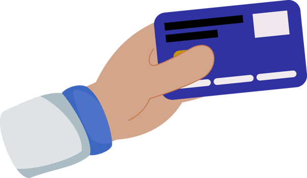illustration of a hand holding a credit card png