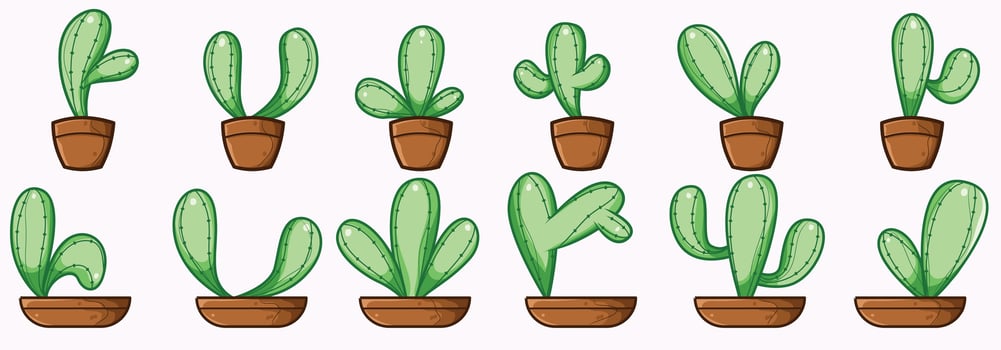 cactus art illustration in cartoon style vector