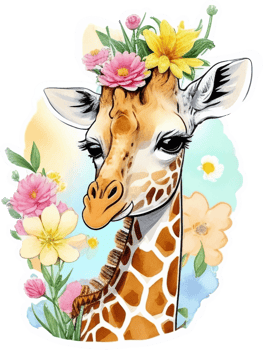 Giraffe with Flower Sticker png