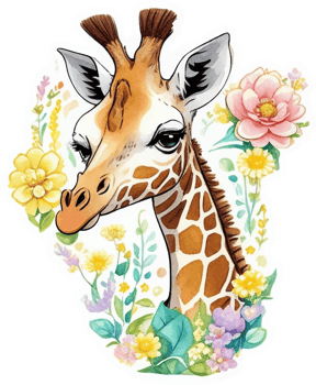 Giraffe Head Illustration Sticker with png