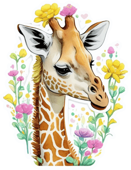 Giraffe with Flowers Sticker png