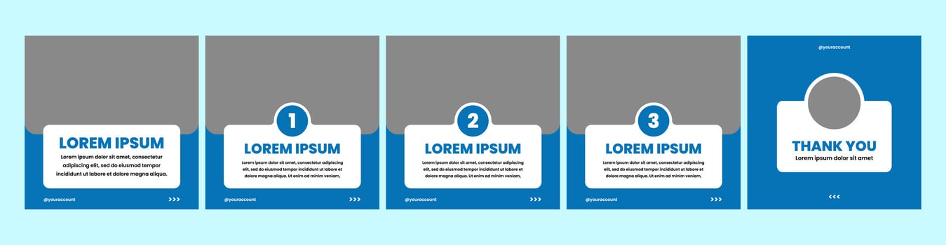 carousel or microblog slide template for social media post. social media template with light blue color theme vector