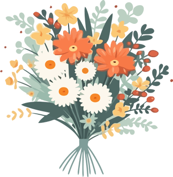 Summer floral bouquet illustration for invitation, greeting card, poster, wedding, decoration png