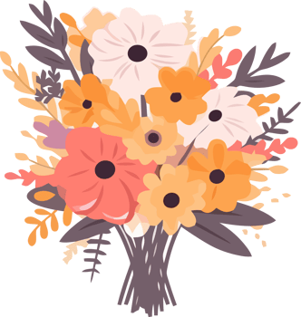 Colorful Summer Flower Bouquet, for invitation, greeting card, poster, frame, wedding, decoration png