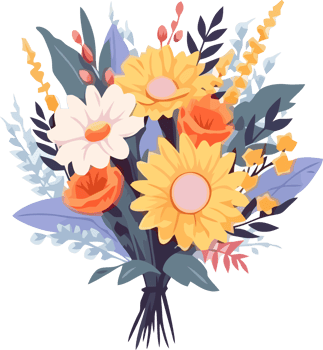 Vintage flowers bouquet with summer flowers for invitation, greeting card, poster, frame, wedding, decoration png