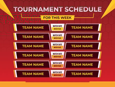 Weekly game schedule with six columns vector