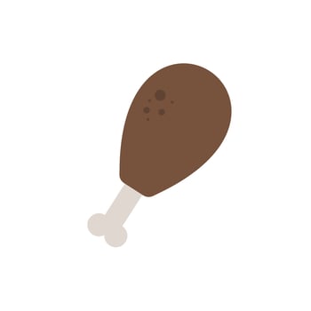 fried chicken leg or chicken drum flat design vector illustration. fast food symbol