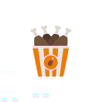 bucket fried chicken leg or chicken drum flat design vector illustration. fast food symbol