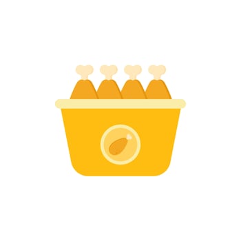 bucket fried chicken leg or chicken drum flat design vector illustration. fast food symbol