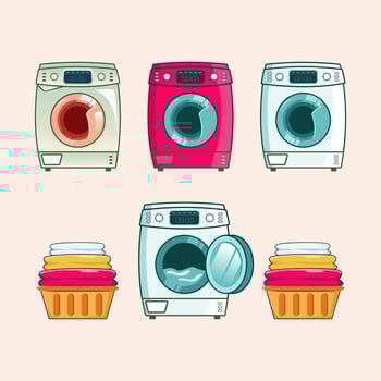 set of washing machine vector illustration template design