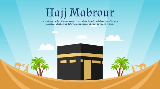 hajj mabrour template banner design with Kaaba vector artwork design