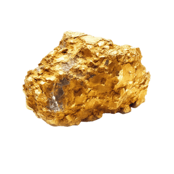 Gold nugget isolated on transparent background, created with png