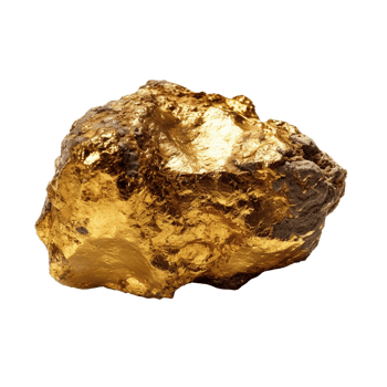 Gold nugget isolated on transparent background, created with png