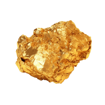 Gold nugget isolated on transparent background, created with png